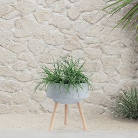 S/2 11/15" TERRAZZO PLANTER W/ WOOD LEGS, GRAY