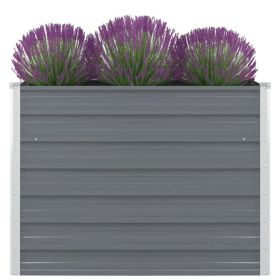 Raised Garden Bed 39.4"x39.4"x30.3" Galvanized Steel Gray