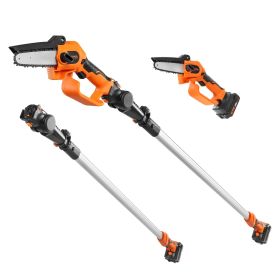 VEVOR 2-in-1 Cordless Pole Saw & Mini Chainsaw, 20V 4Ah Battery Pole Chainsaw