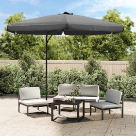 Outdoor Parasol with Steel Pole 118.1"x98.4" Anthracite