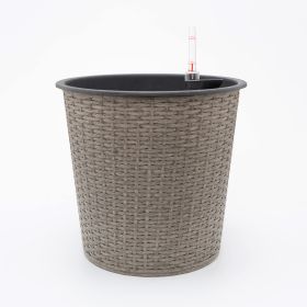 13 in.Gray Wicker Self-watering Planter