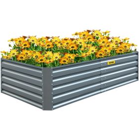 VEVOR Galvanized Raised Garden Bed, 80" x 40" x 19" Metal Planter Box, Gray Steel Plant Raised Garden Bed Kit