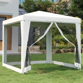 Party Tent with 4 Mesh Sidewalls 8.2'x8.2' White