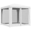 Party Tent with 4 Mesh Sidewalls 8.2'x8.2' White