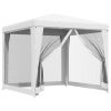 Party Tent with 4 Mesh Sidewalls 8.2'x8.2' White