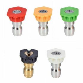 7pcs 1/4 inch Quick Connect High Pressure Washer Gun Spray Nozzle Tips 4000 Psi Cleaning Accessories Lance car cleaning (Color: Brown)