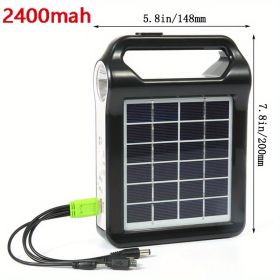 1pc Portable 6V Rechargeable Solar Panel Power Storage Generator System USB Charger With Lamp Lighting Home Solar Energy System Kit, 8*5.9in (Model: Size 1)