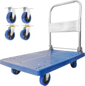 Extra Large Foldable Push Cart,Heavy Duty Capacity 660 lbs,360 Degree Swivel Wheels,Foldable Push Hand Cart for Loading and Storage (Capacity: 660lb)