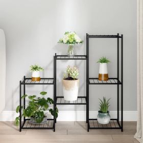 Flower Stand 32.7"x9.8"x31.5" Black Iron (Color: Black)